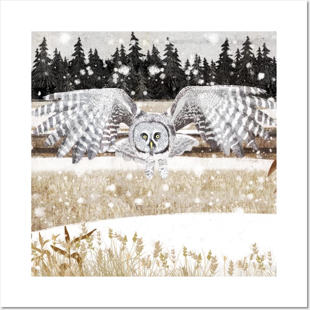 Great grey Owl Wall Art by KatherineBlowerDesigns